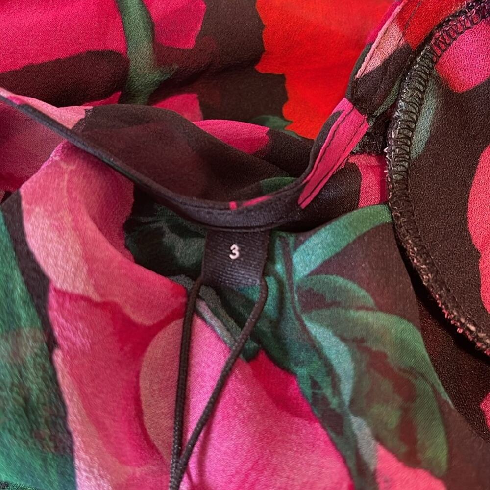 THE KOOPLES Dolve Vita Floral Rose Silk Wrap Long Sleeve Mini Dress Size Large - Picture 14 of 14